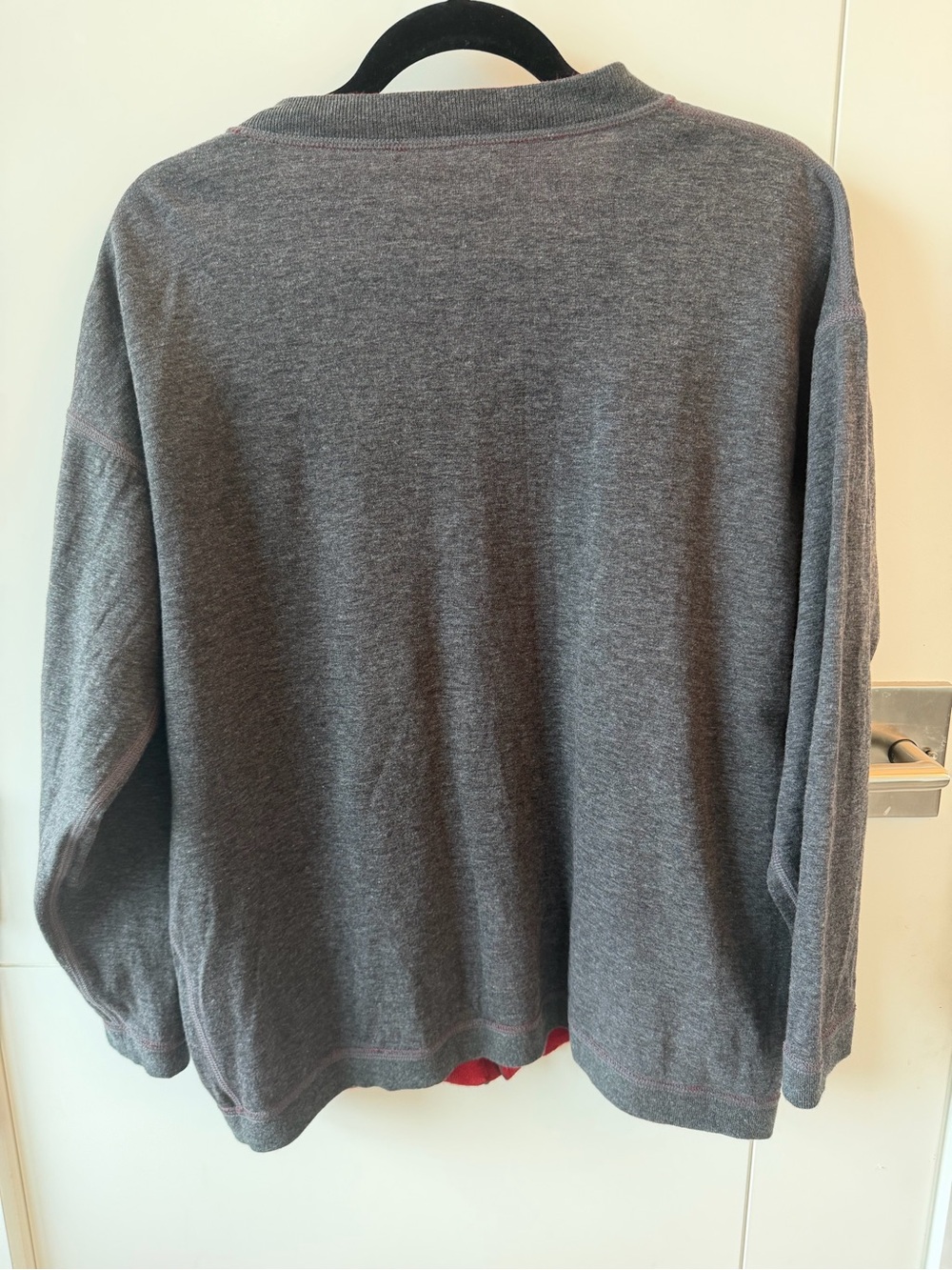Women's Reversible V-Neck Cardigan Sweater in Gray and Red - Picture 2 of 6